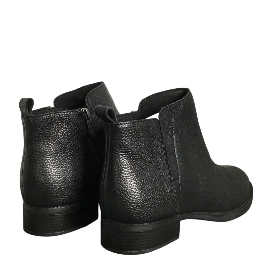 Black Leather Side Zip Ankle Boots Women's Size 12M minimalist witchy gothic - Picture 4 of 10